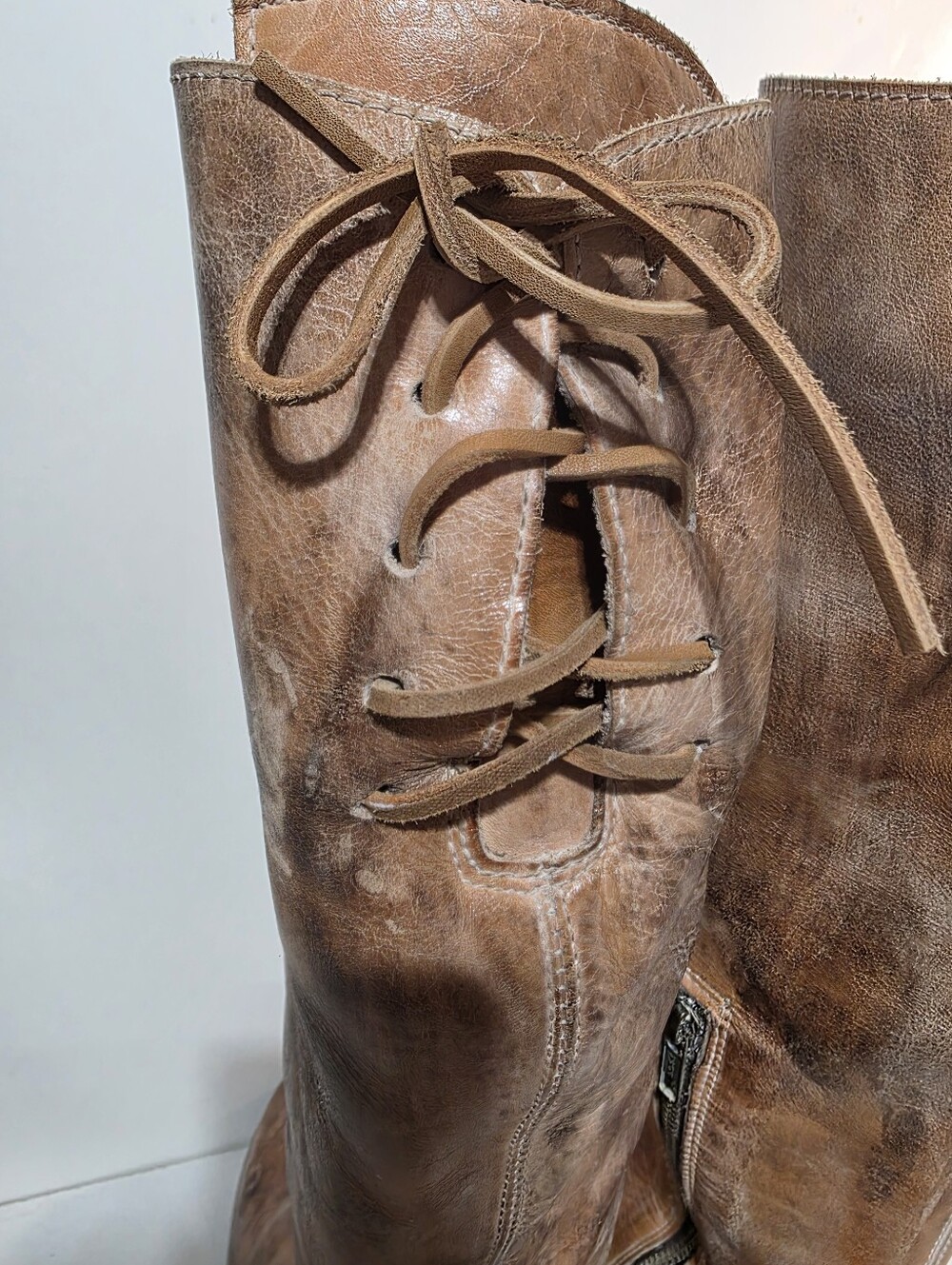 BED STU MANCHESTER TALL LEATHER LACE UP RIDING BOOTS TAN RUSTIC WESTERN SZ 7 - Picture 8 of 15